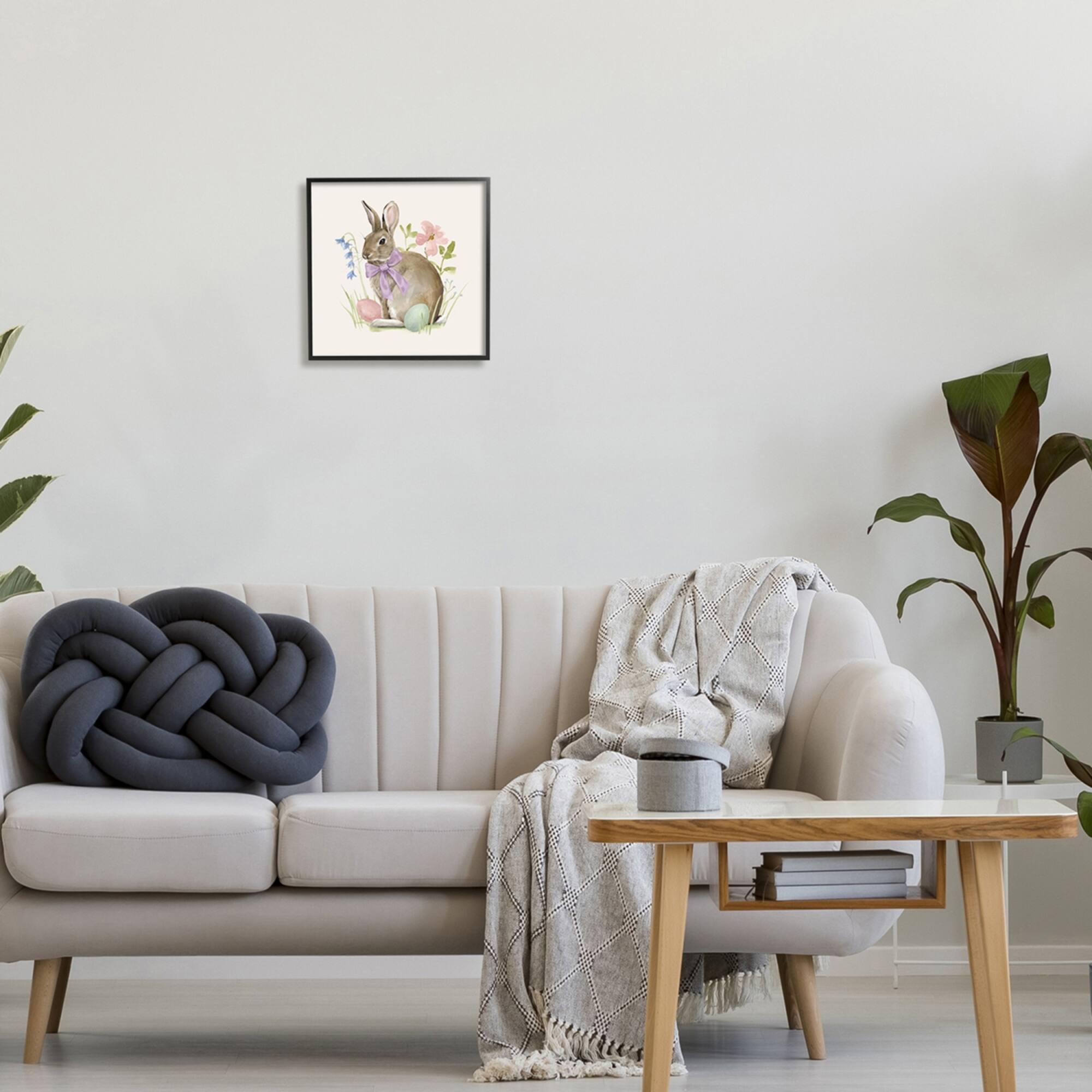 Stupell Industries Spring Bunny Rabbit Easter Eggs Blossoming Flowers Framed Giclee Art